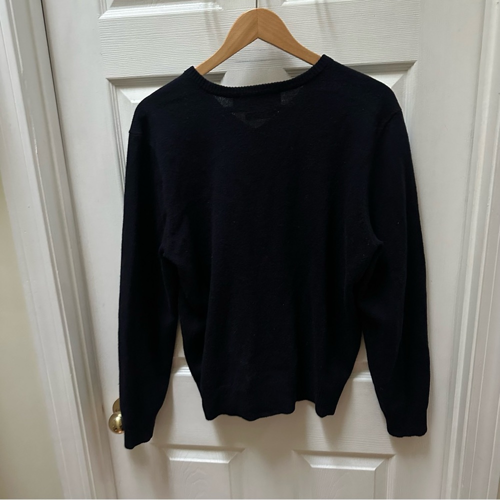 Ralph Lauren Navy Blue Wool V-Neck Sweater L Large - Picture 4 of 6